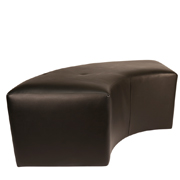 Black Curved Leather Ottoman
