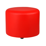 Red Round Leather Ottoman