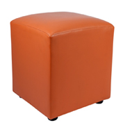 Orange Leather Box Ottoman