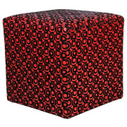 Red and Black Leather Box Ottoman