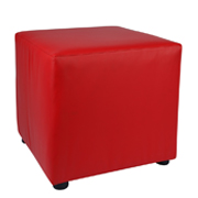 Red Leather Box Ottoman