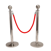 Red Stanchion Rope With Silver Clasp