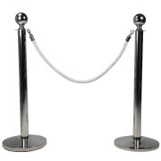 White Stanchion Rope With Silver Clasp
