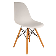 White Eames Cafe Chair With Wooden Legs