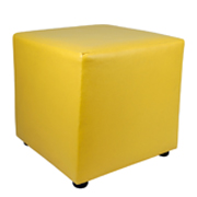 Yellow Leather Box Ottoman
