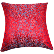Asian Brocade Cushion Cover Bright Red