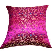 Asian Brocade Cushion Cover Magenta