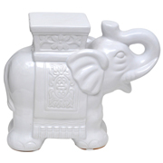 Ceramic Indian Elephant Stool White