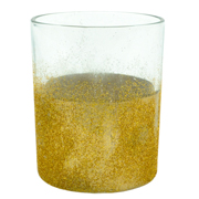 Cylinder Candle Votive Glitter Dipped Gold