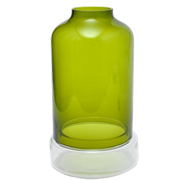 Green Hurricane Vase and Glass Base