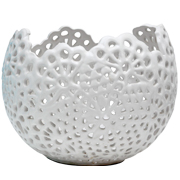 Lace Vase Round White