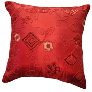 Oriental Sequin Cushion Red A