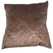 Velour cushion Cover Embossed Damask Choc Brown