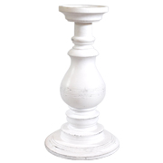 Wooden Candle Holder White Large