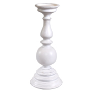 Wooden Candle Holder White Medium