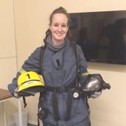 STCW 2010 - Fire Fighting student all kitted out for her practical exam.
